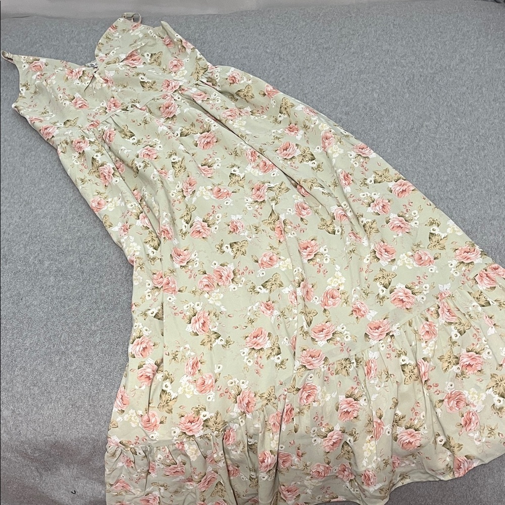 Cupshe Floral Maxi Cami Dress Sundress Large Twist Strap Romantic Summer